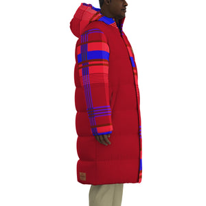 MADRAS RED1 Unisex Long Down Jacket