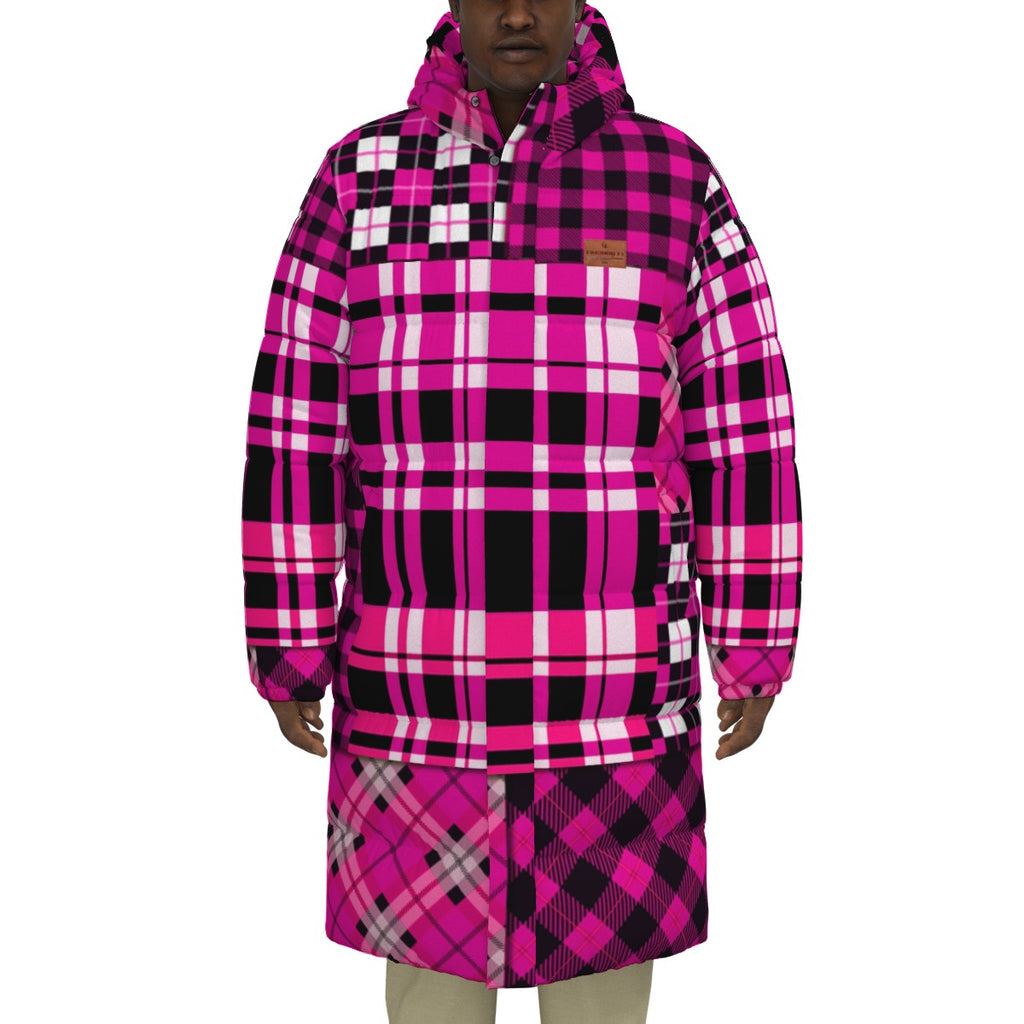FLEXIN PLAID GRAPES Unisex Long Down Jacket