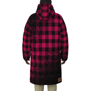 DUSTY PLAID PINKISH Unisex Long Down Jacket