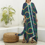 PLAID IN GOLD Women's Imitation Silk V-neck Kaftan Robe