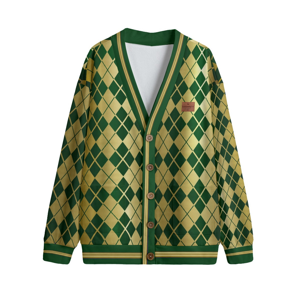 ARLEQUIN GREEN Unisex Cardigan With Button Closure