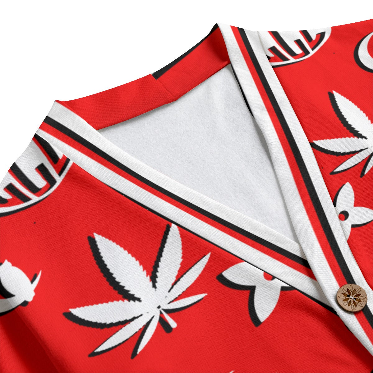 WEEDY LCC RED Unisex V-neck Cardigan With Button Closure