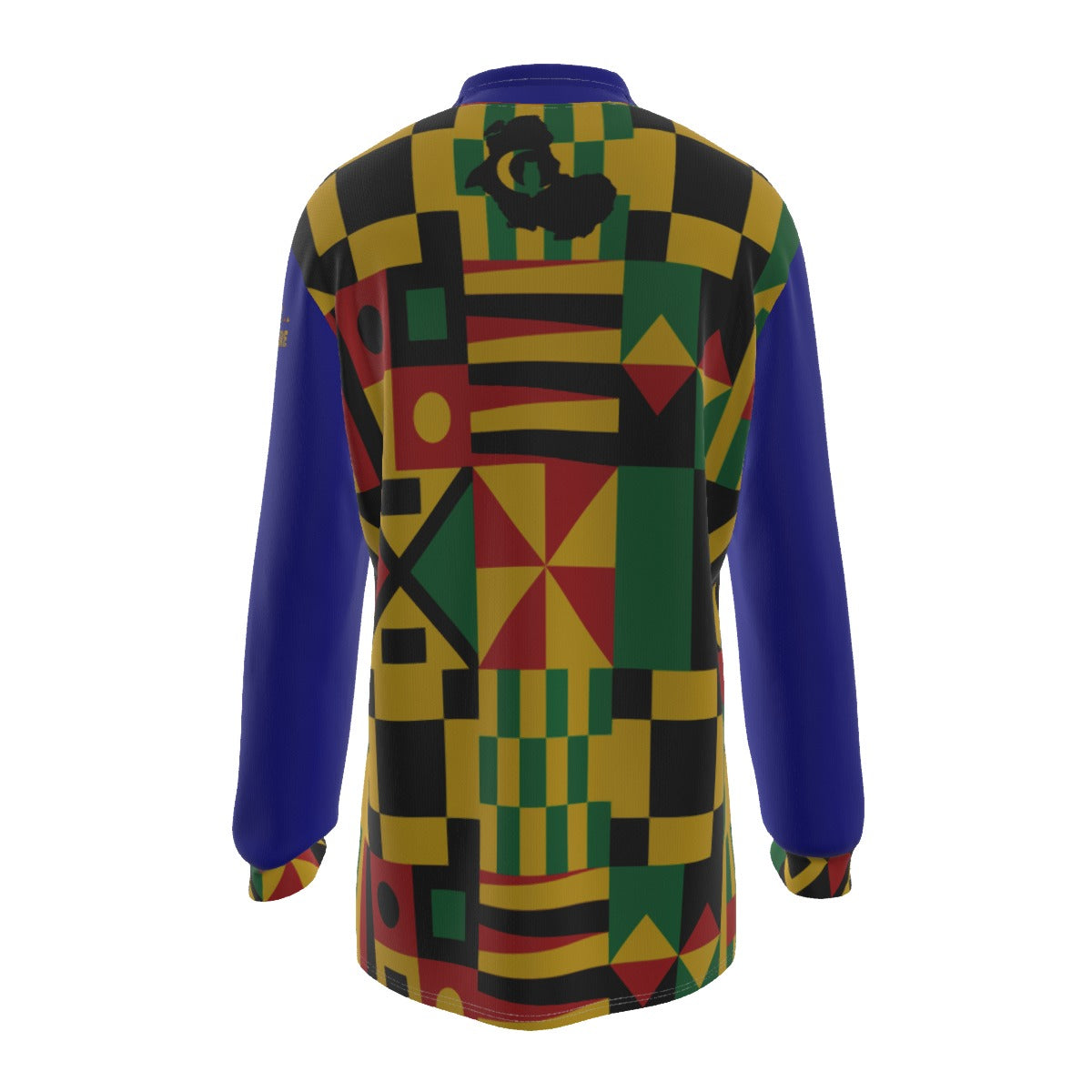 KENTE BUTAN BLUE Men's Long Sleeve Polo Shirt