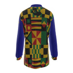 KENTE BUTAN BLUE Men's Long Sleeve Polo Shirt