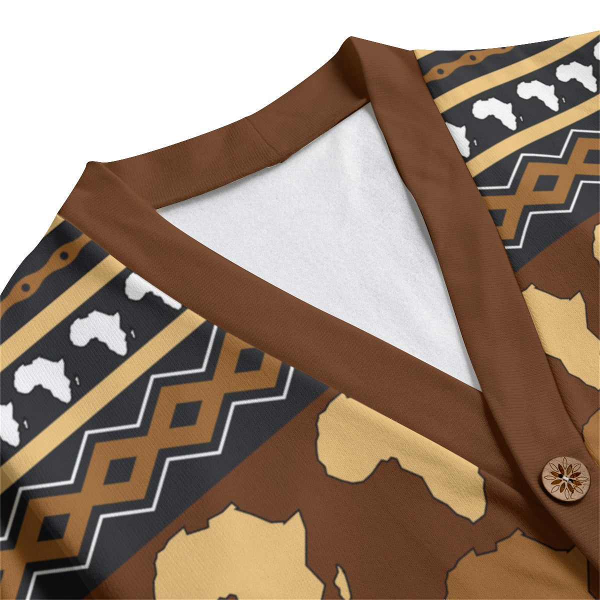 AFRIKA ORNEMENT Unisex V-neck Cardigan With Button Closure
