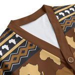 AFRIKA ORNEMENT Unisex V-neck Cardigan With Button Closure