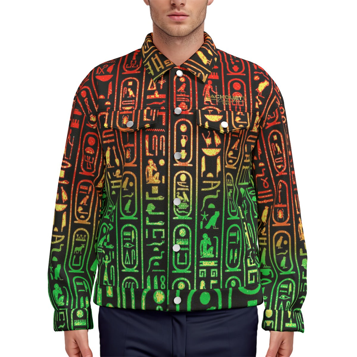 HIEROGLYPH RASTA Unisex Lapel Jacket Cotton