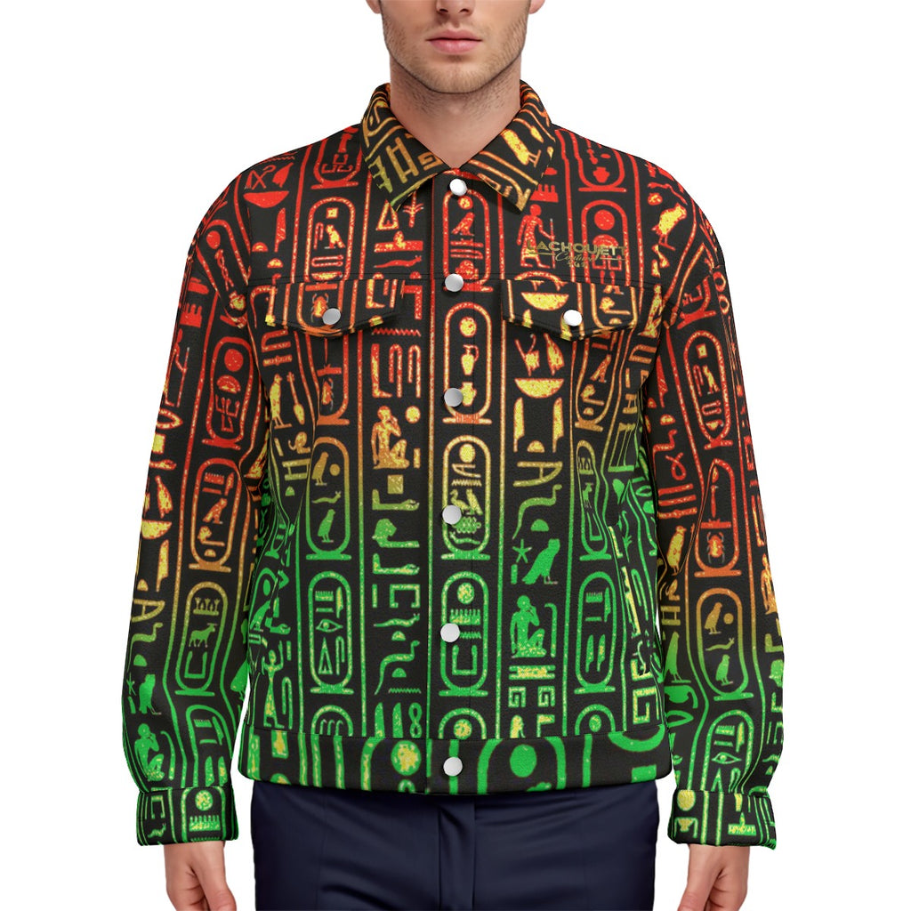HIEROGLYPH RASTA Unisex Lapel Jacket Cotton