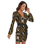 BOGOLAN KMT Women's Long Sleeve Dress With Waist Belt