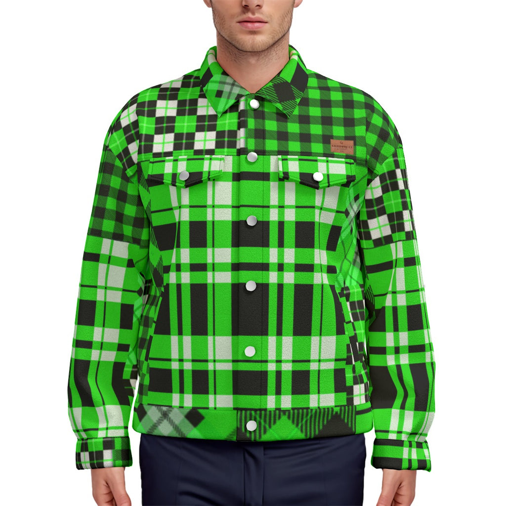 FLEXIN PLAID GREEN Unisex Lapel Jacket  Cotton
