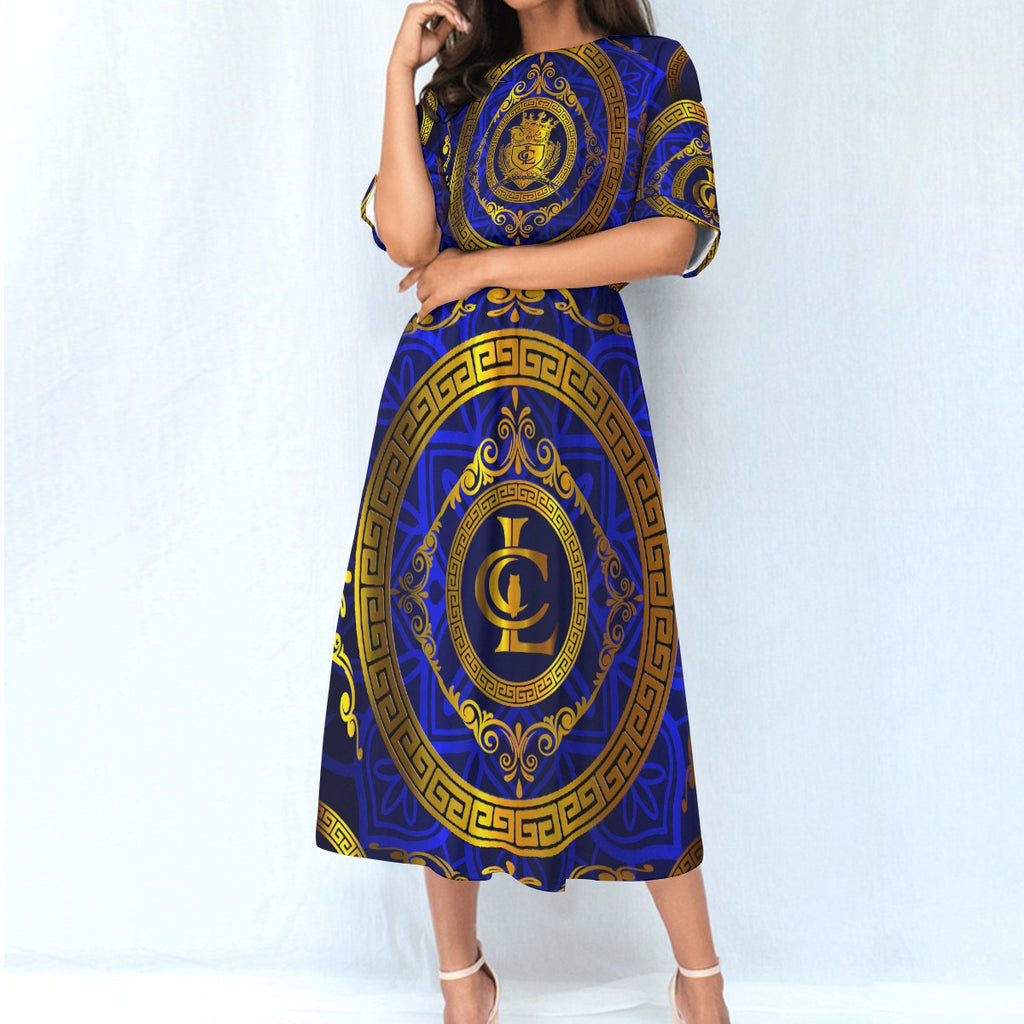 LCC RICH BLUE Women's Elastic Waist Dress