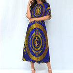 LCC RICH BLUE Women's Elastic Waist Dress
