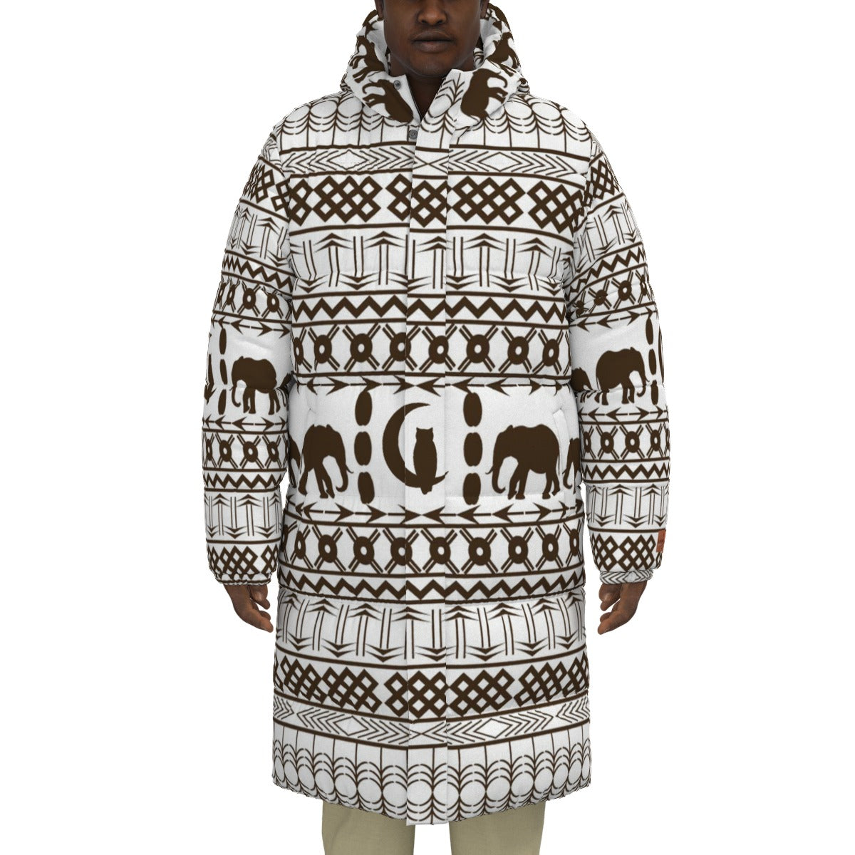 ELEPHANT ORNEMENT Unisex Long Down Jacket