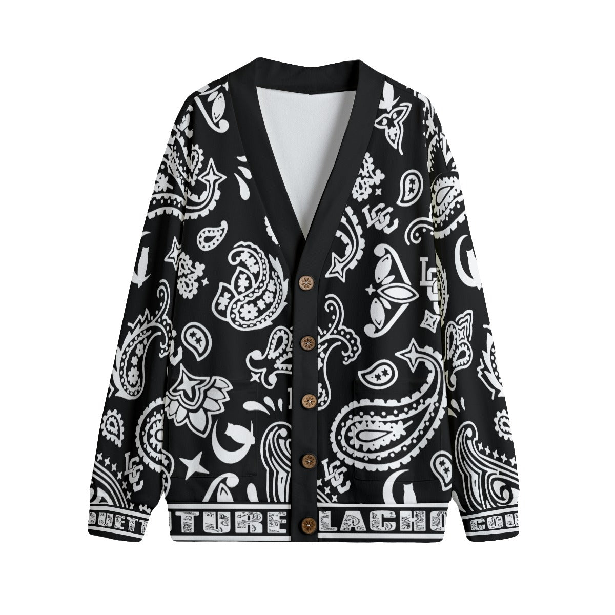BANDANA PAISLEY BLC Unisex Cardigan With Button Closure