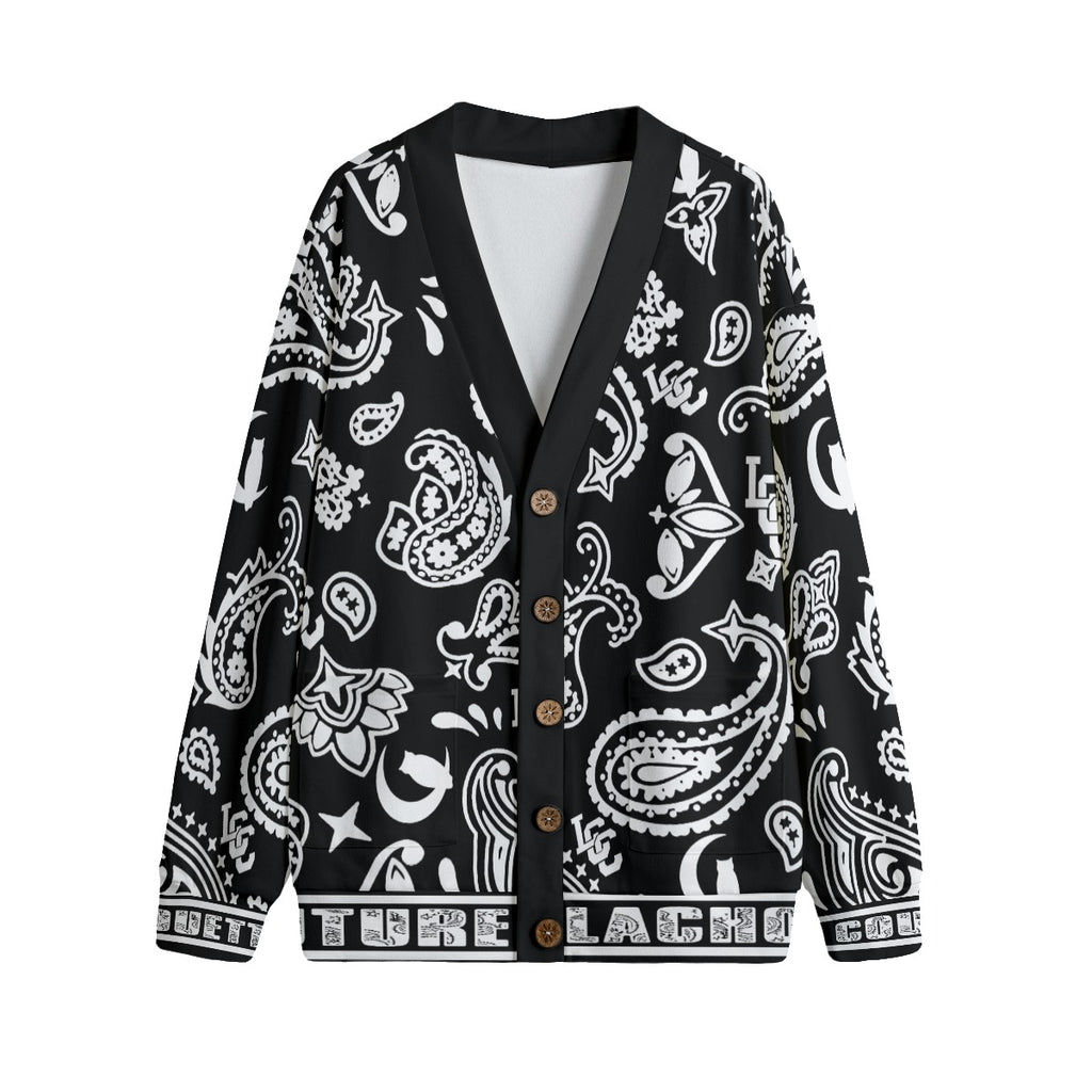 BANDANA PAISLEY BLC Unisex Cardigan With Button Closure