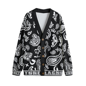 BANDANA PAISLEY BLC Unisex Cardigan With Button Closure