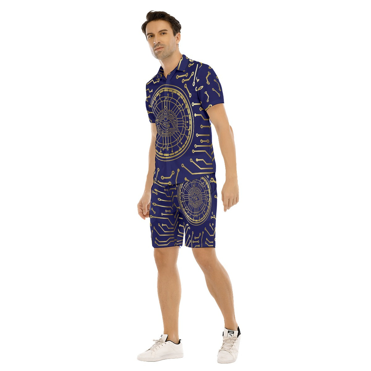 CRYPTO KMT NAVY Men's Short Sleeve Shirt Sets