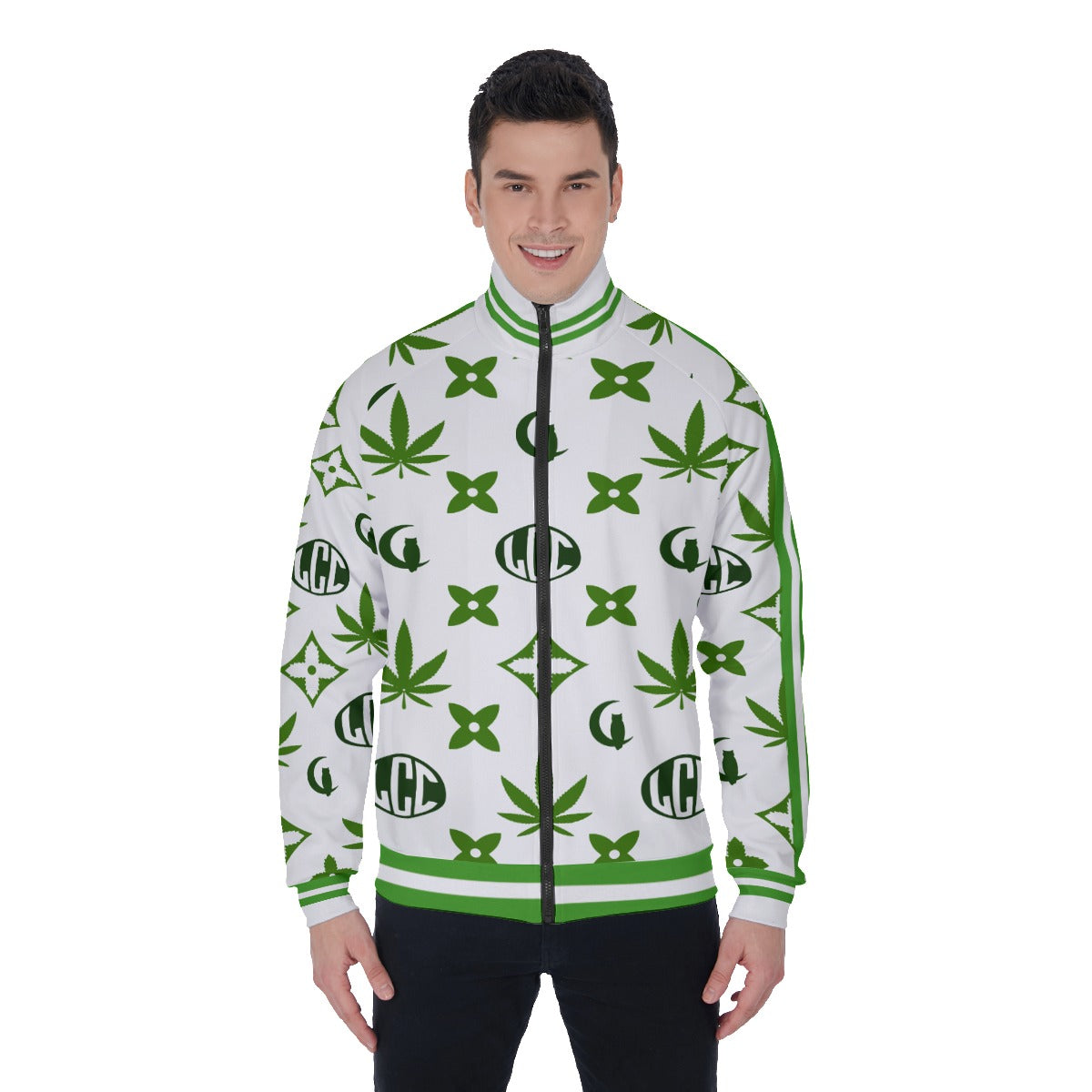LCC WEEDY GREEN Men's Stand Collar Jacket