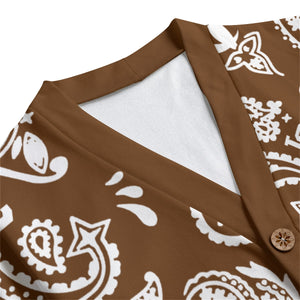 BANDANA PAISLEY BROWN Unisex Cardigan With Button Closure
