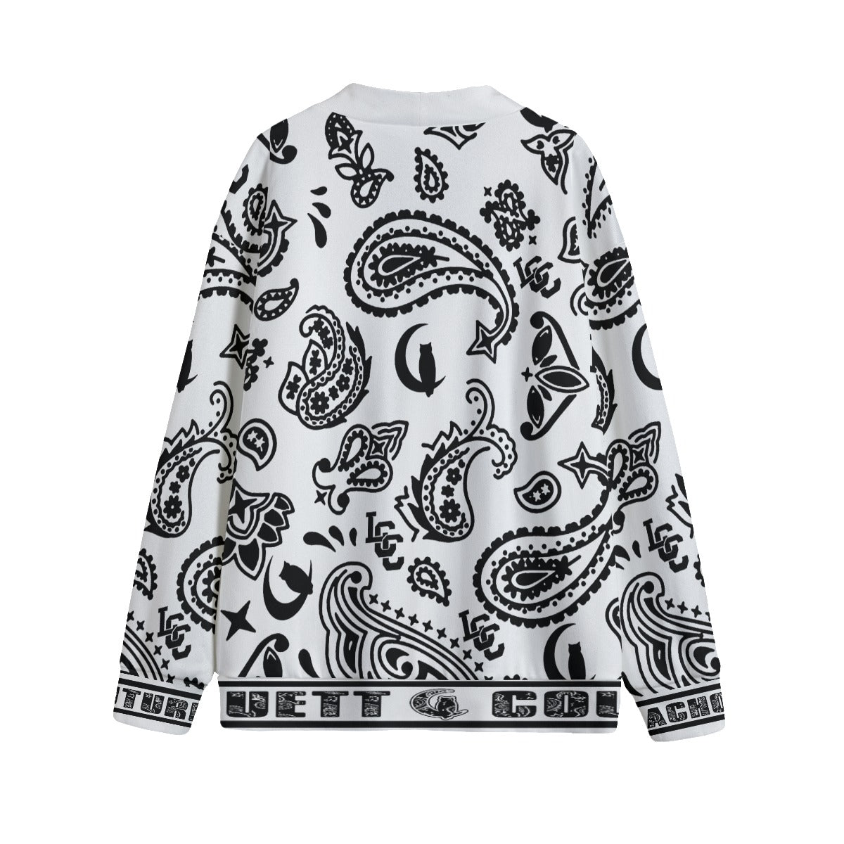 BANDANA PAISLEY WHT Unisex Cardigan With Button Closure
