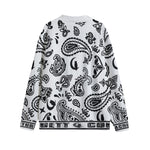 BANDANA PAISLEY WHT Unisex Cardigan With Button Closure