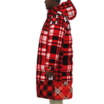 FLEXIN PLAID RED Unisex Long Down Jacket