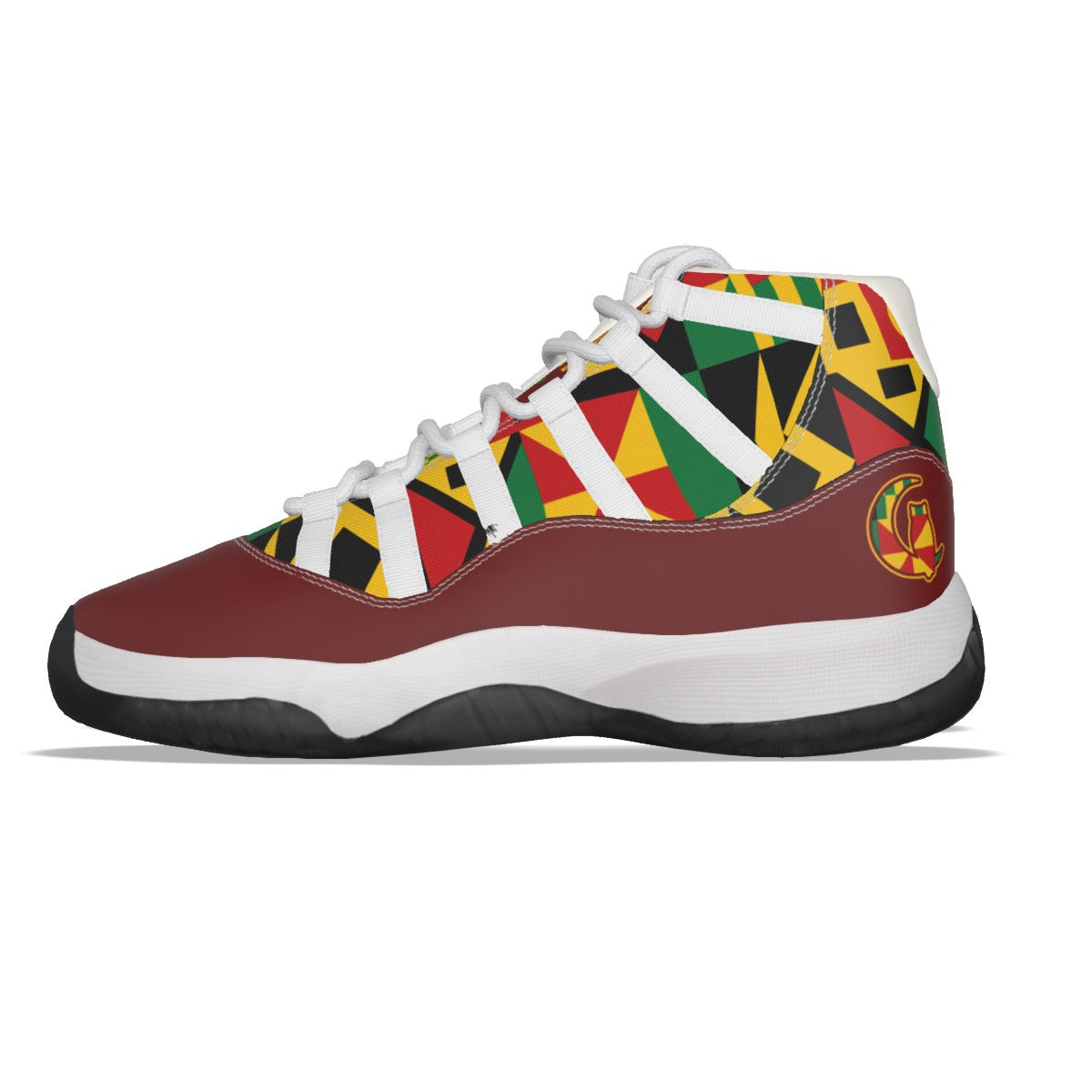 KENTE BUTAN RED High Top Basketball Shoes