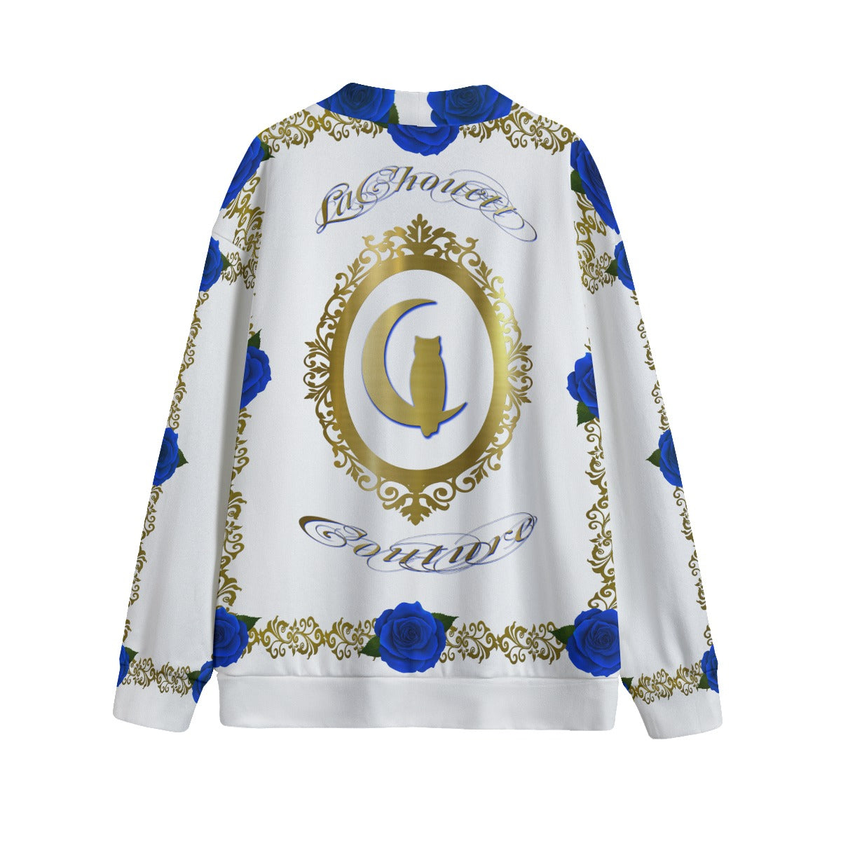 ROSES BLUE Unisex V-neck Cardigan With Button Closure