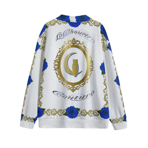 ROSES BLUE Unisex V-neck Cardigan With Button Closure