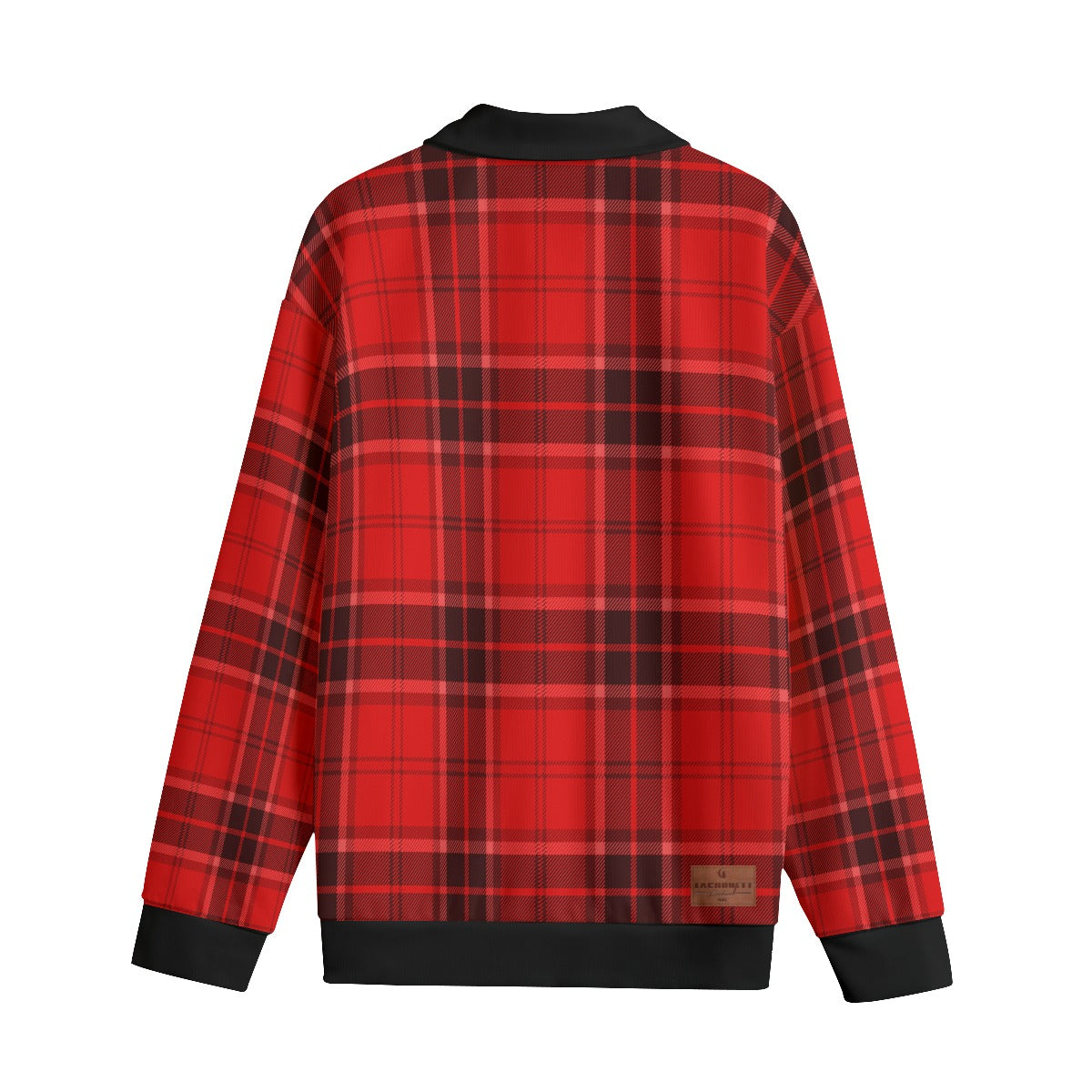 PLAID STYLE RED Unisex Lapel Collar Sweater