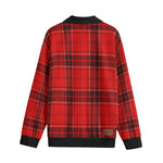 PLAID STYLE RED Unisex Lapel Collar Sweater