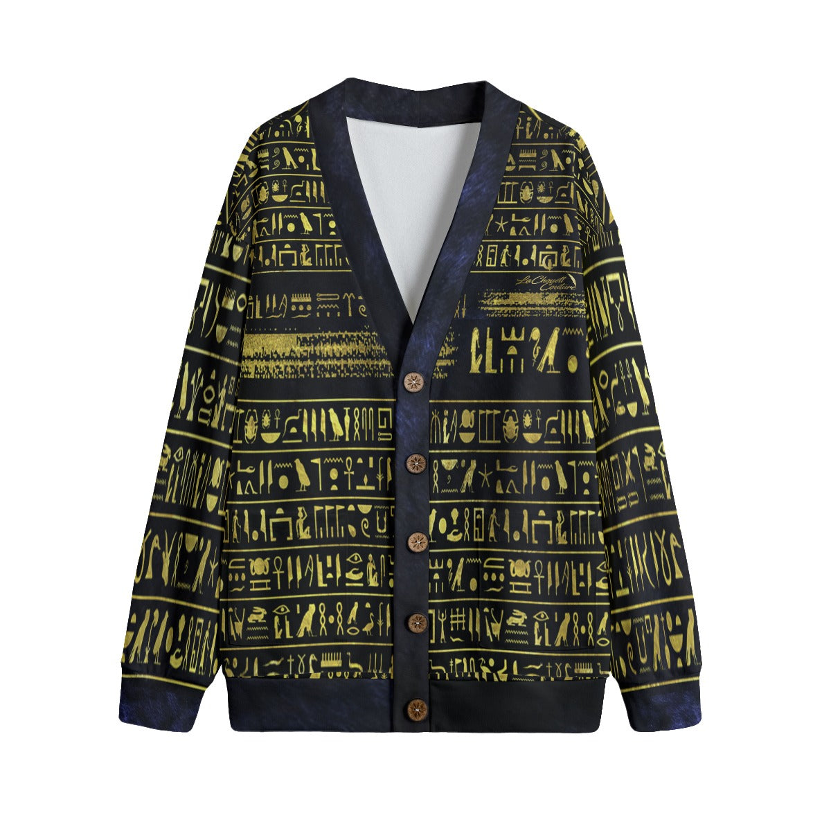 HIEROGLYPH DELUXE Unisex V-neck Cardigan With Button Closure