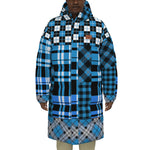 FLEXIN PLAID SKYBLUE Unisex Long Down Jacket