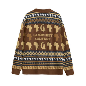 AFRIKA ORNEMENT Unisex V-neck Cardigan With Button Closure