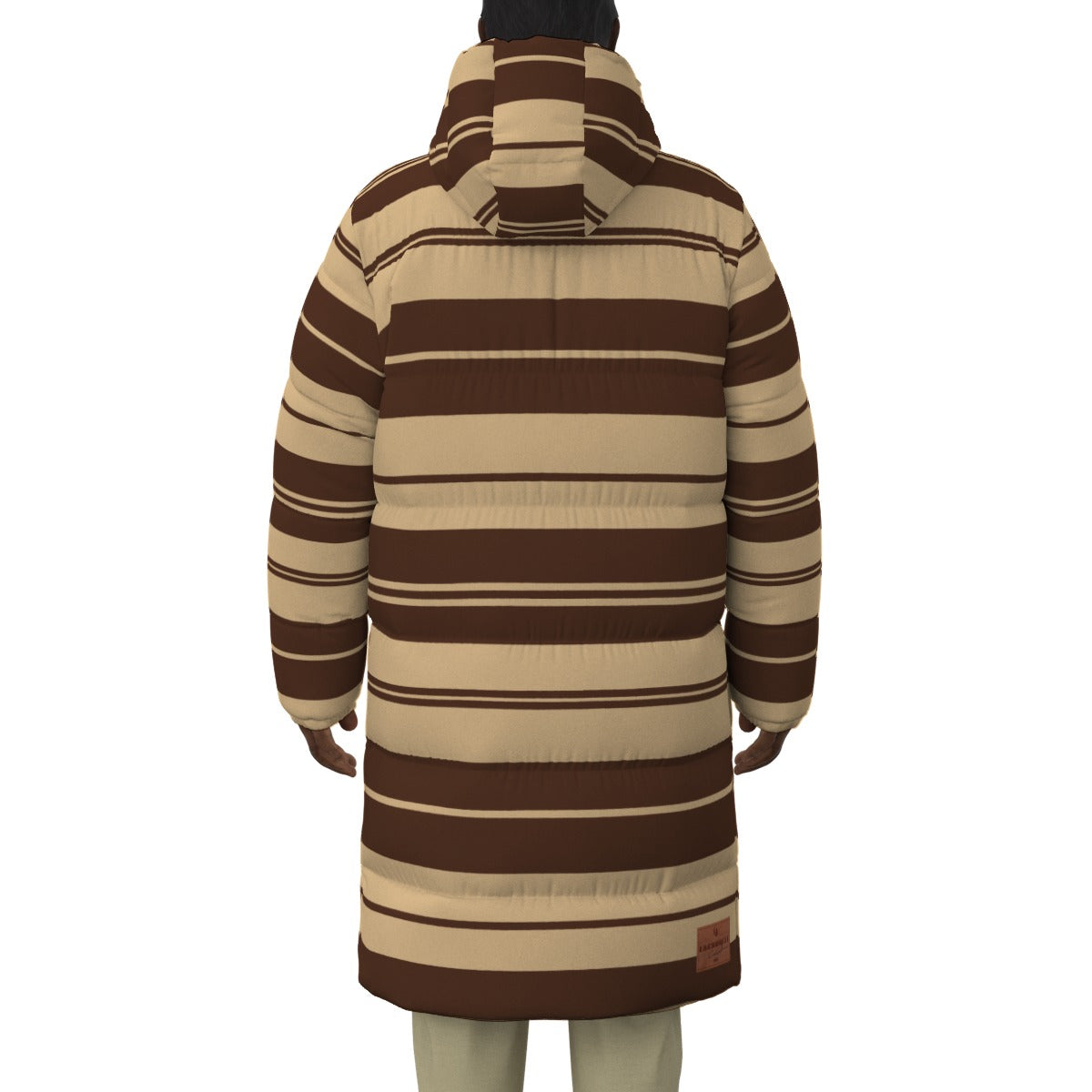 STRIPES BRWN Unisex Long Down Jacket