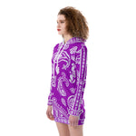 BANDANA PAISLEY GRAPES Women's Heavy Fleece Long Hoodie