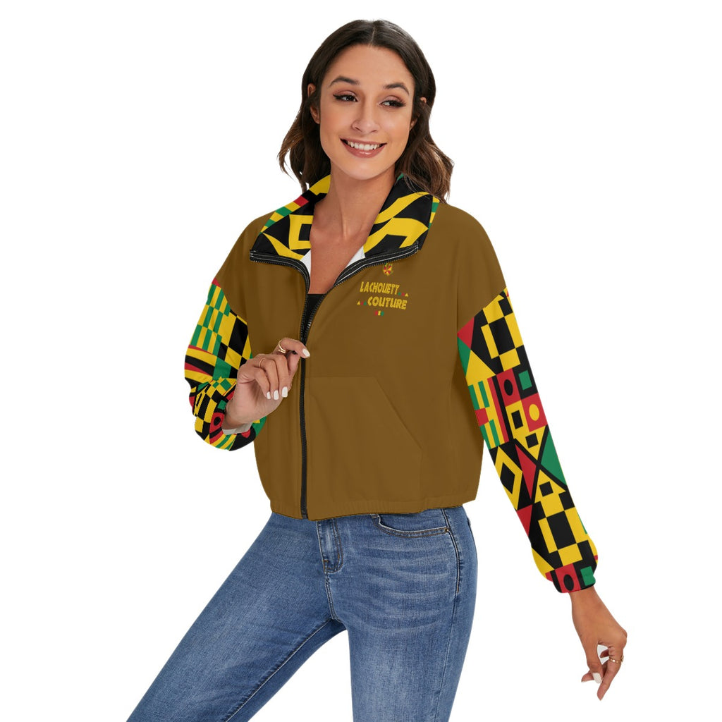 KENTE BUTAN BROWN Women's Zip Jacket