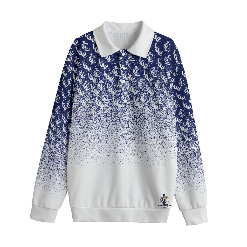 LCC NEW RICH BLUE Unisex Lapel Collar Sweater