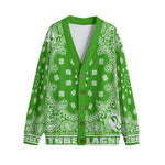 BANDANA GREEN Unisex V-neck Cardigan With Button Closure