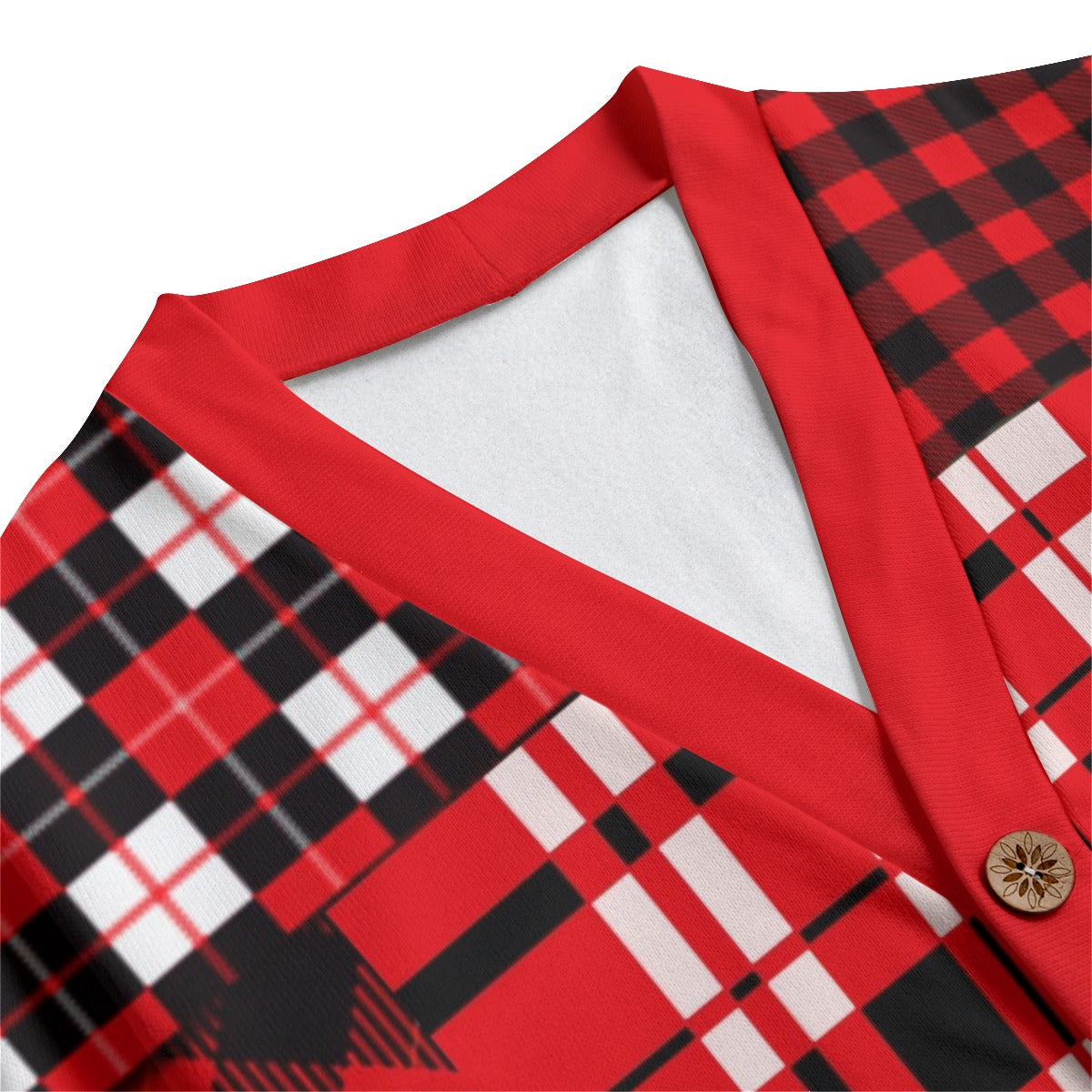 FLEXIN FLANNEL RED Unisex  Cardigan With Button Closure