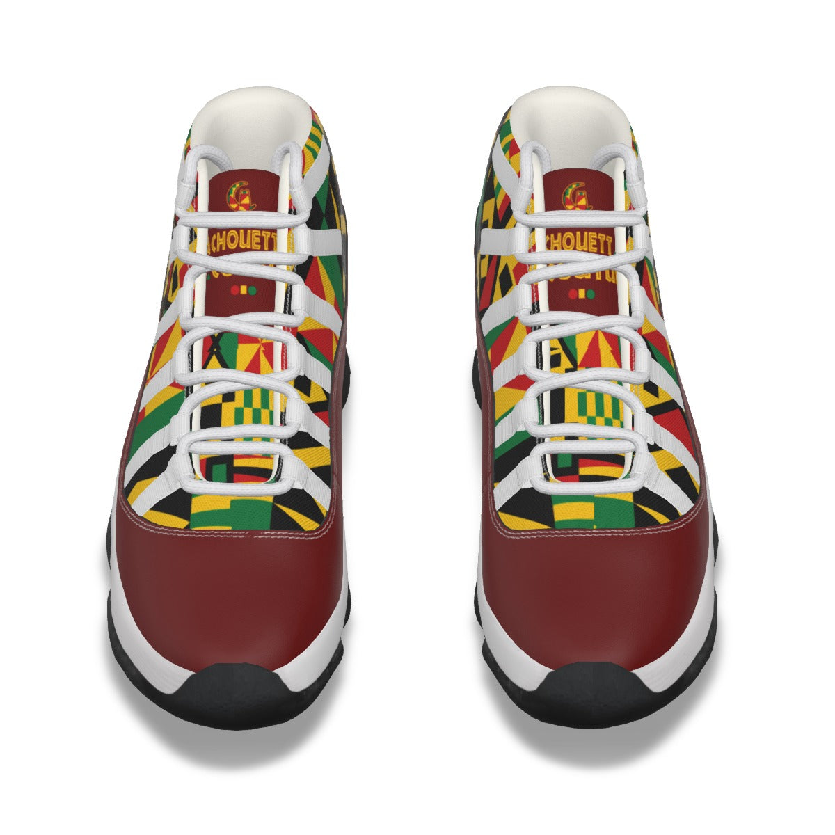 KENTE BUTAN RED High Top Basketball Shoes
