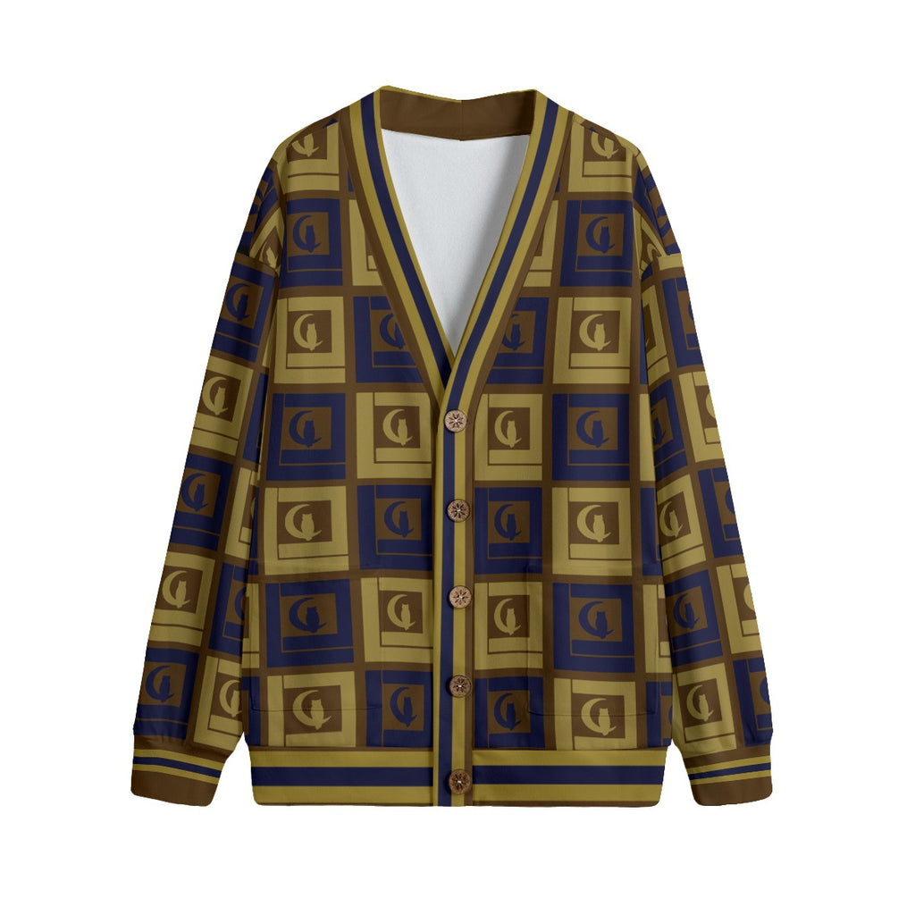 LCC VINTAGE BLEU Unisex V-neck Cardigan With Button Closure