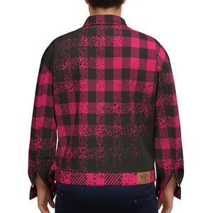 DUSTY PLAID PINKISH Unisex Lapel Jacket Cotton