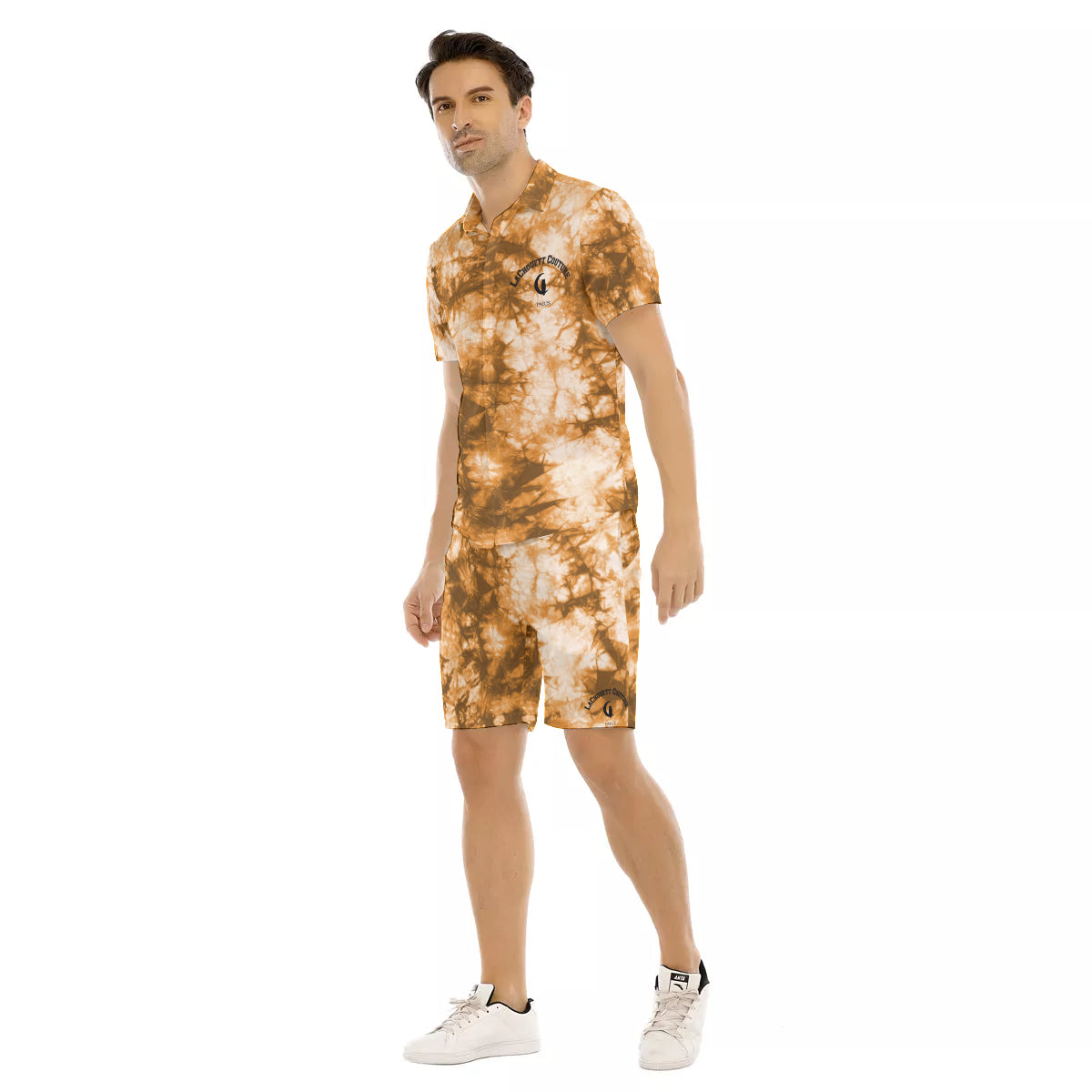 TIE DYE BROWN Men's Short Sleeve Shirt Sets