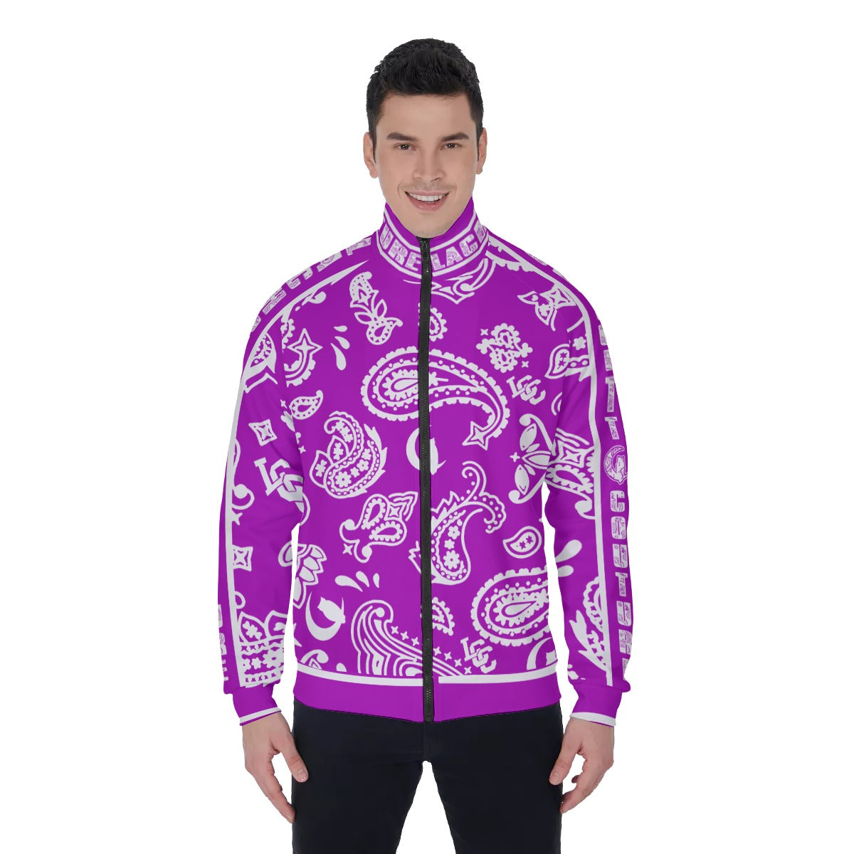 BANDANA PAISLEY GRAPES Men's Stand Collar Jacket