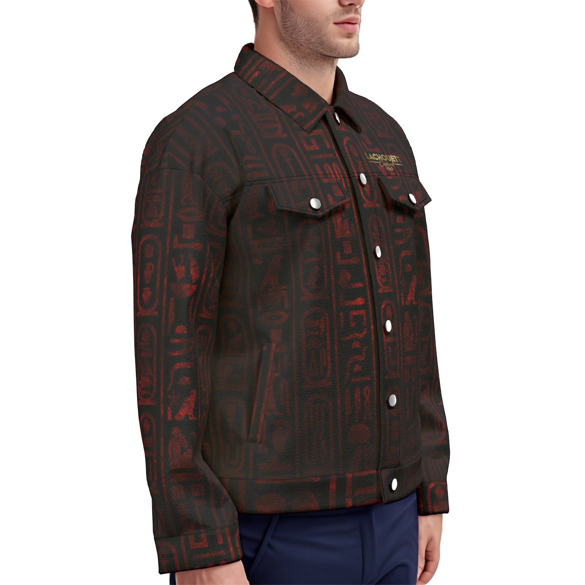 HIEROGLYPH RED Unisex Lapel Jacket  Cotton