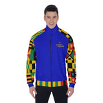 KENTE BUTAN BLUE Men's Stand Collar Jacket