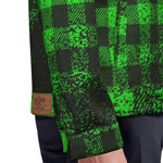 DUSTY PLAID GREEN Unisex Lapel Jacket Cotton