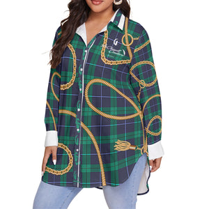 PLAID IN GOLD Women's Shirt With Long Sleeve