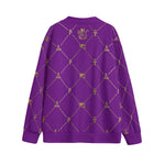 A.U.S DELUXE PRPLE Unisex V-neck Knitted Fleece Cardigan With Button Closure